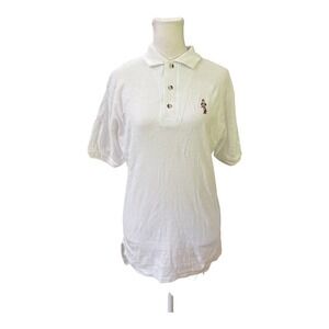 Vintage Alps Mens White Pique Polo Shirt Toy Soldier Embroidery Size M NWT